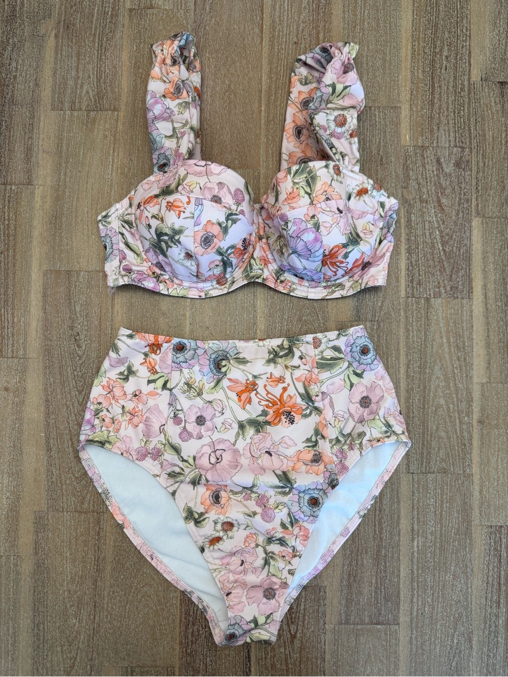 ASOS Pink Flowered Bikini 32DDD 32E Underwire Support Small